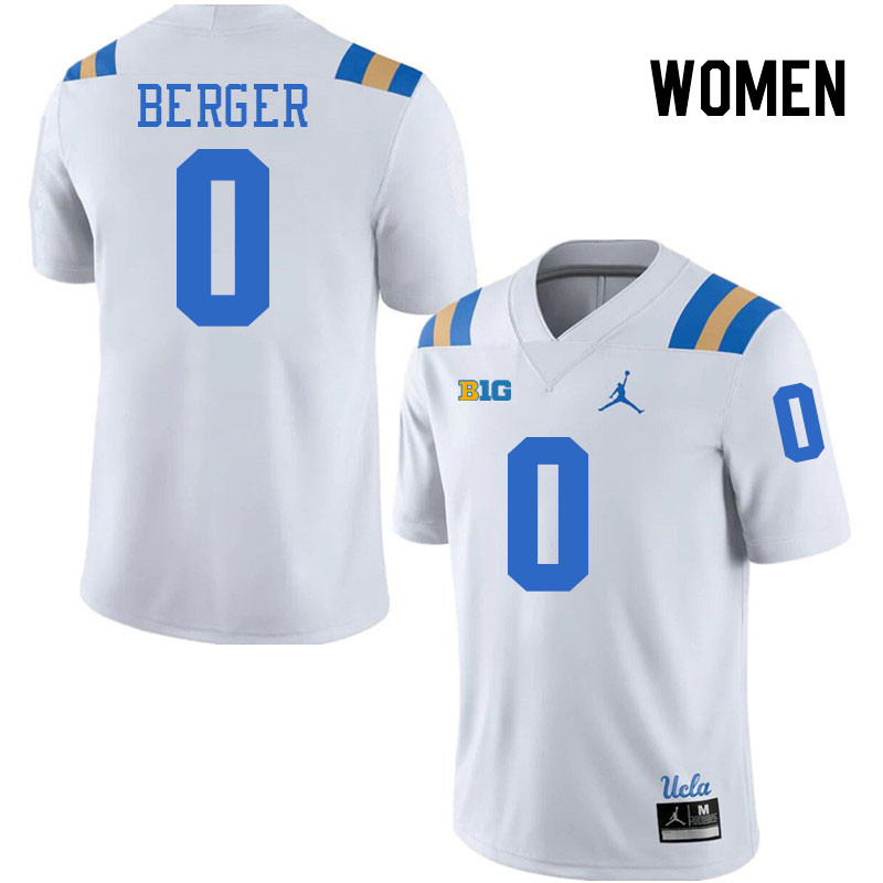 Women #0 Jalen Berger UCLA Bruins College Football Jerseys Stitched-White